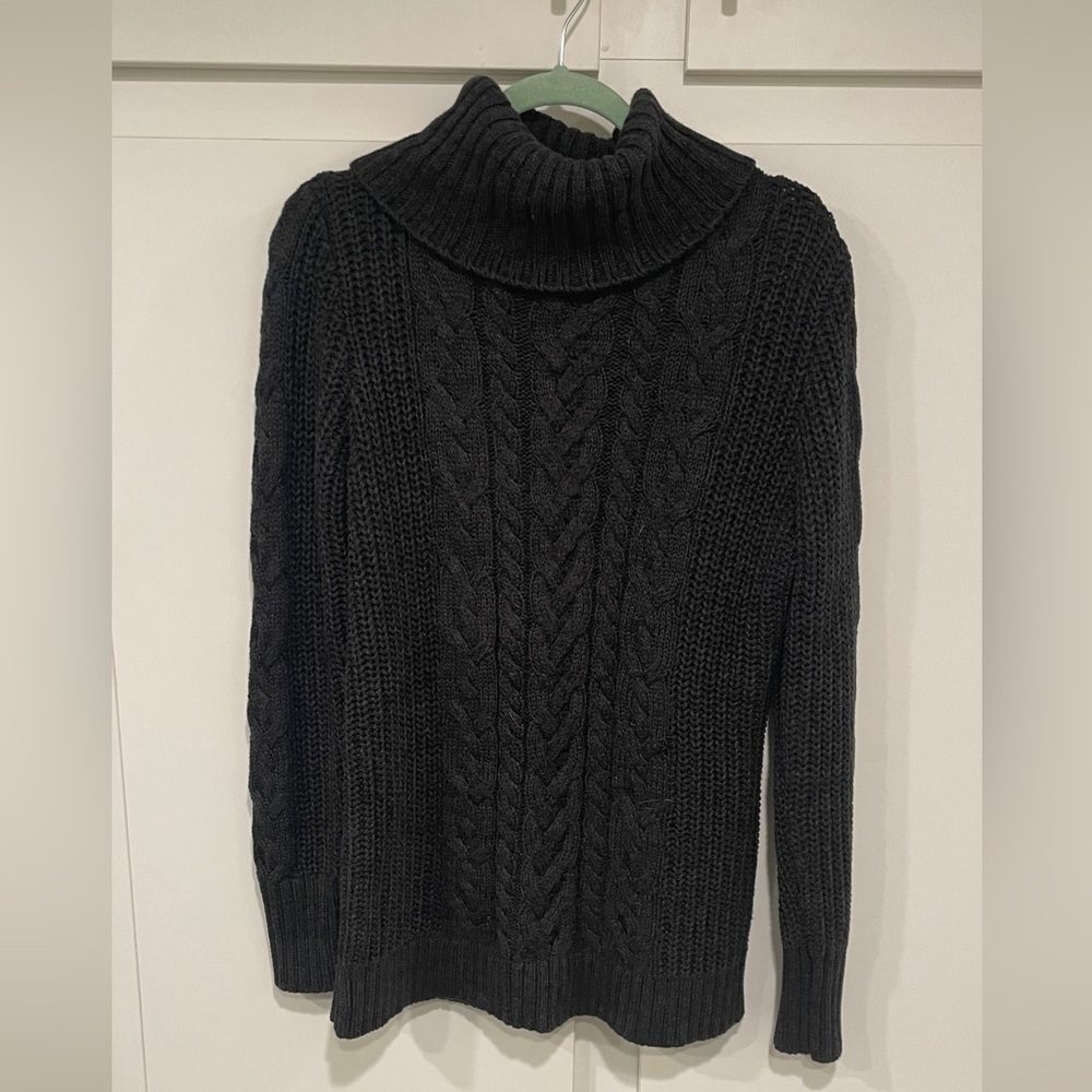 Gap Charcoal Cable Knit Turtleneck Sweater Medium